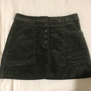 Army Green Suede Skirt
